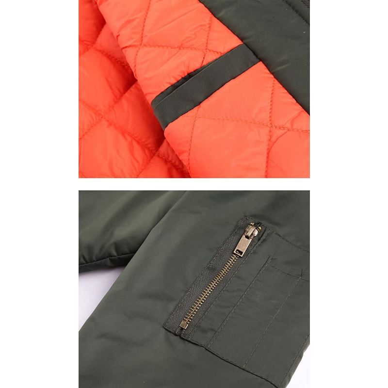 MAGCOMSEN Men's Bomber Jacket Fall Winter Warm Jackets Full Zip Padded Coats Windproof Thick Jackets Outwear Zipper Pockets - Image 4